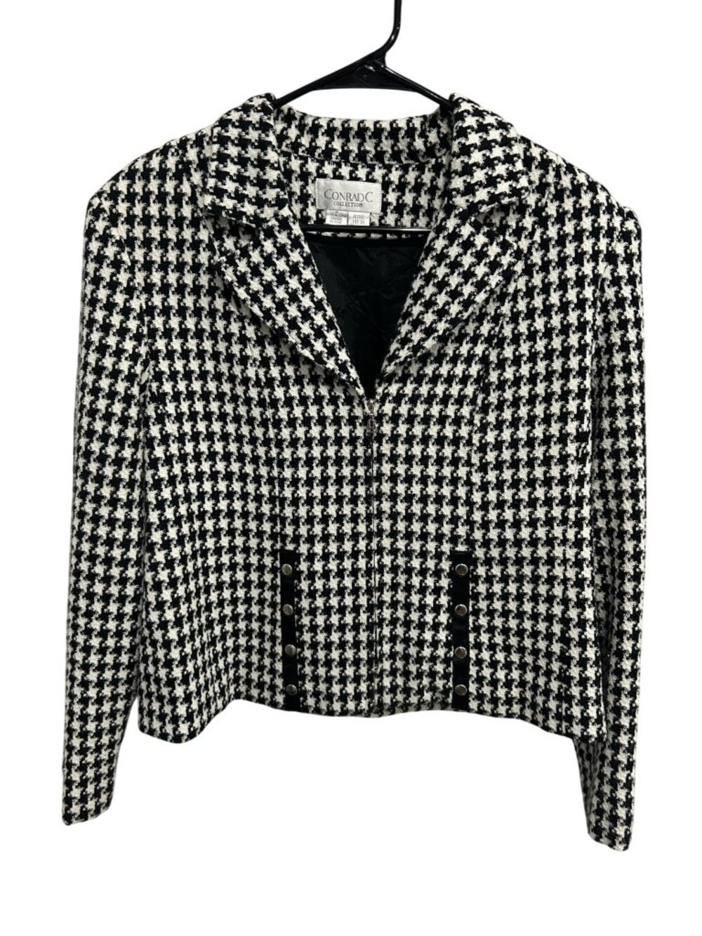 Conrad C Collection 14 Black White Houndstooth Cropped Jacket Dark Academia Retr